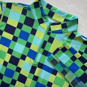 IBKUL Checkered Quarter Zip Long Sleeve Top XXL